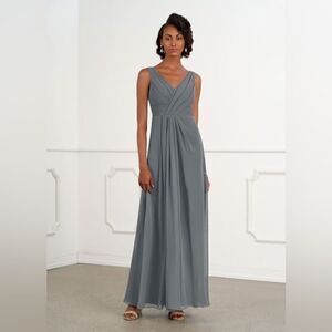 Azazie Gray Bridesmaid Dress Maxi Size C=6
